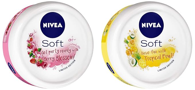 NIVEA Soft Light Moisturizer Berry Blossom With Vitamin E & Jojoba Oil, 200 ml & Soft Light Moisturizer Tropical Fruit With Vitamin E & Jojoba Oil, 200 ml Combo