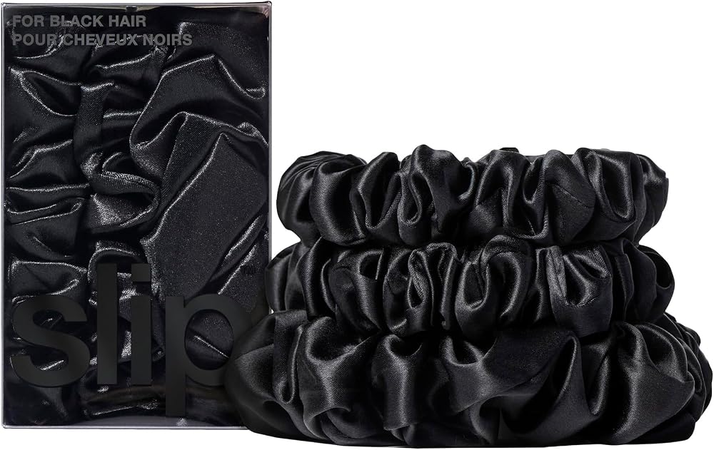 SLIP Pure Silk Scrunchies 3 Pack Assorted Black Mulberry Slipsilk Gentle Hair