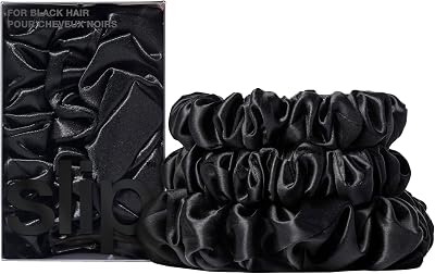 SLIP Pure Silk Scrunchies 3 Pack Assorted Black Mulberry Slipsilk Gentle Hair