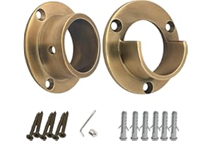 Stylentdecor Heavy Duty Solid Brass Closet Pole Socket Set 1-1/4" (Antique Brass)