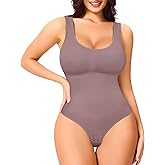 Eleady Shapewear Bodysuits for Women - Body Shaper Thong Tank Top Bodysuit Square Neck