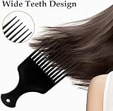 Sularpek 2 Pcs Afro Hair Comb Wide Tooth Carbon Fiber Detangler Plastic Black view 4