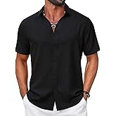 COOFANDY Mens Casual Button Down Shirt Short Sleeve Summer Shirt for Beach Vacation Resort Wear