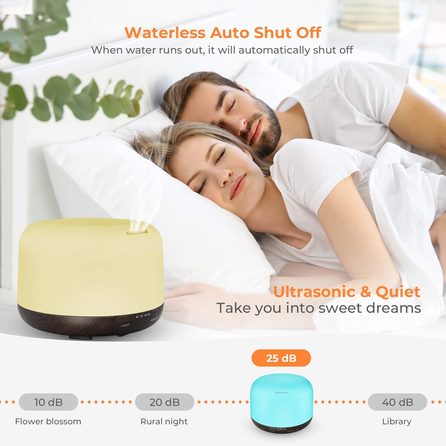 UOKIER Essential Oil Diffuser, 500ml Diffusers for Essential Oils with Remote Control, Ultrasonic Aromatherapy Diffuser Humidifier with Adjustable Cool Mist, Mood Lights, Timer & Waterless Auto-Off: Kitchen & Dining