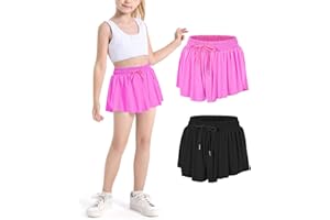 Auranso Girls Butterfly Shorts,Flowy Shorts with Pocket 2-in-1 Athletic Running Gym Preppy Clothes