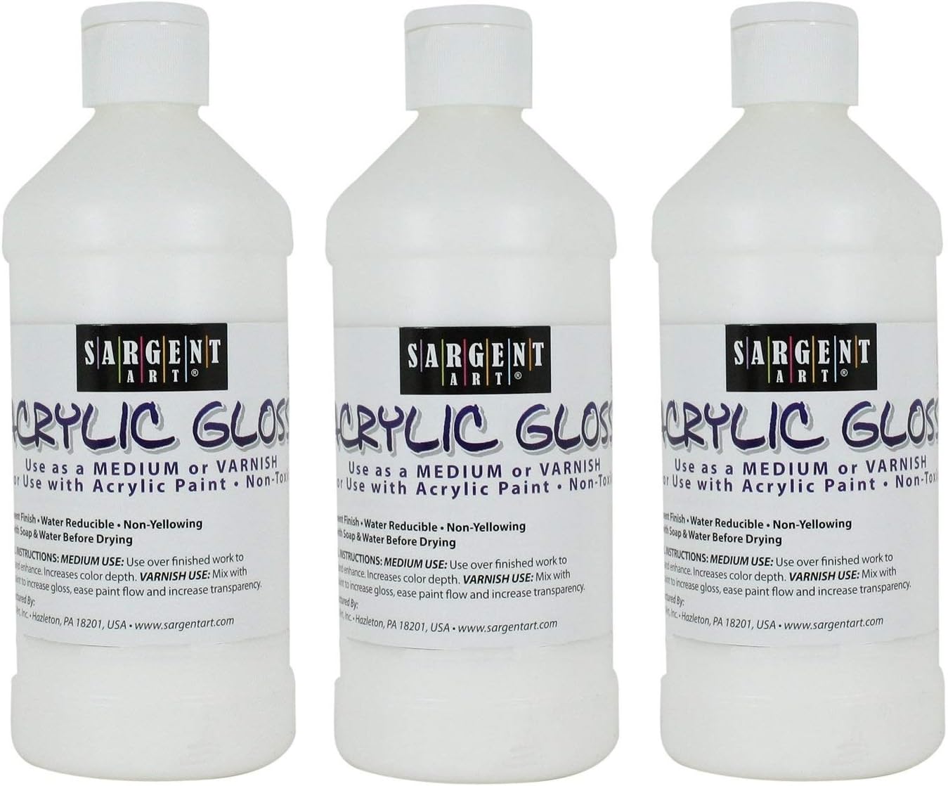 Sargent Art 22-8808 16-Ounce Acrylic Gloss and Varnish (Тhrее Pаck)