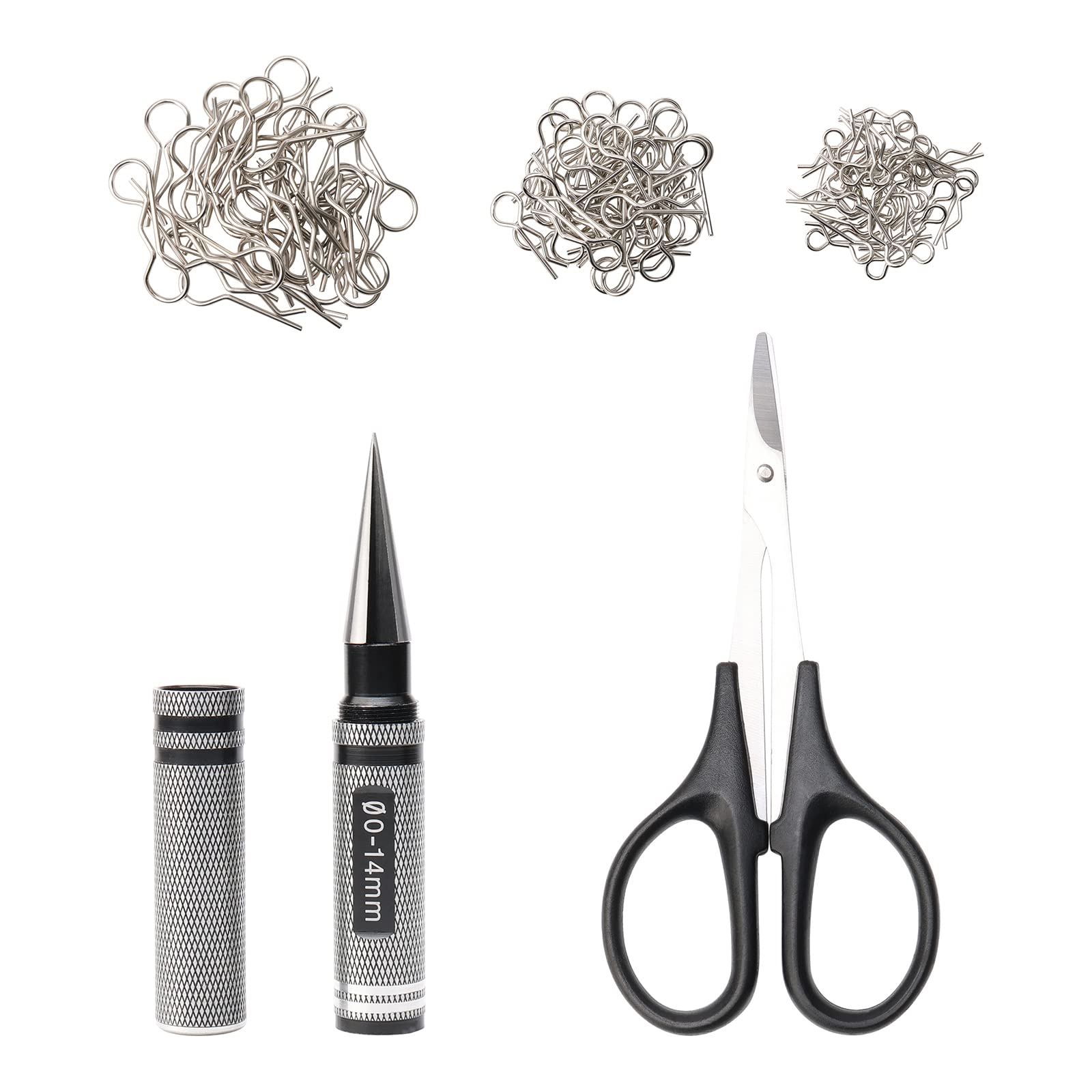 Pxyelec 0-14mm Hole Puncher Reamer Hole RC Vehicle Shell Scissor Set and RC Body Clips Universal R Pins for All 1/5 1/8 1/10 1/16 1/18 for Buggy Crawler Monster Truck Baja On-Road Drift Car