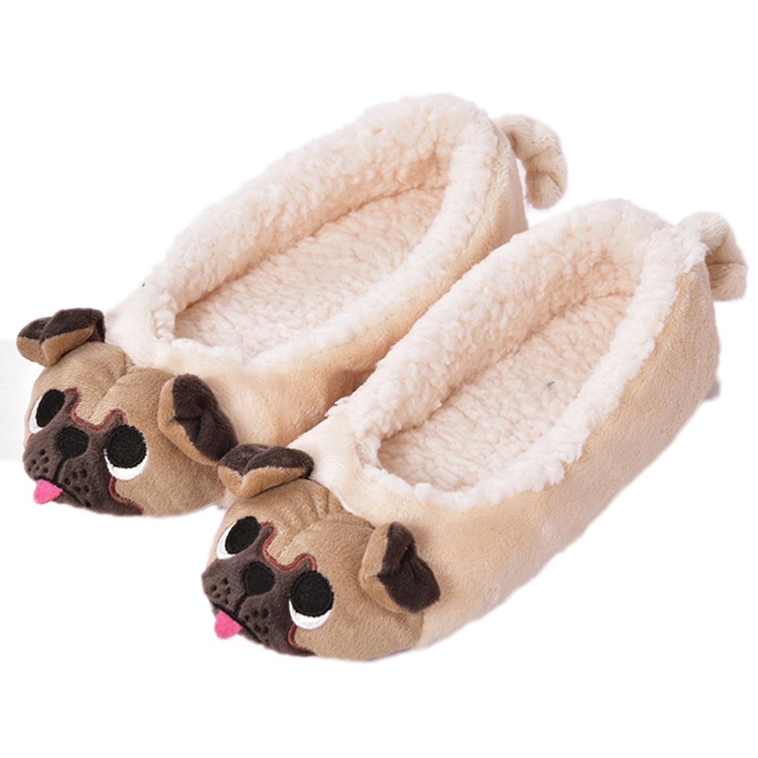 Women\'s Plush Winter Warm Animal Soft Cute Home Slippers Dog 7-8 B(M) US