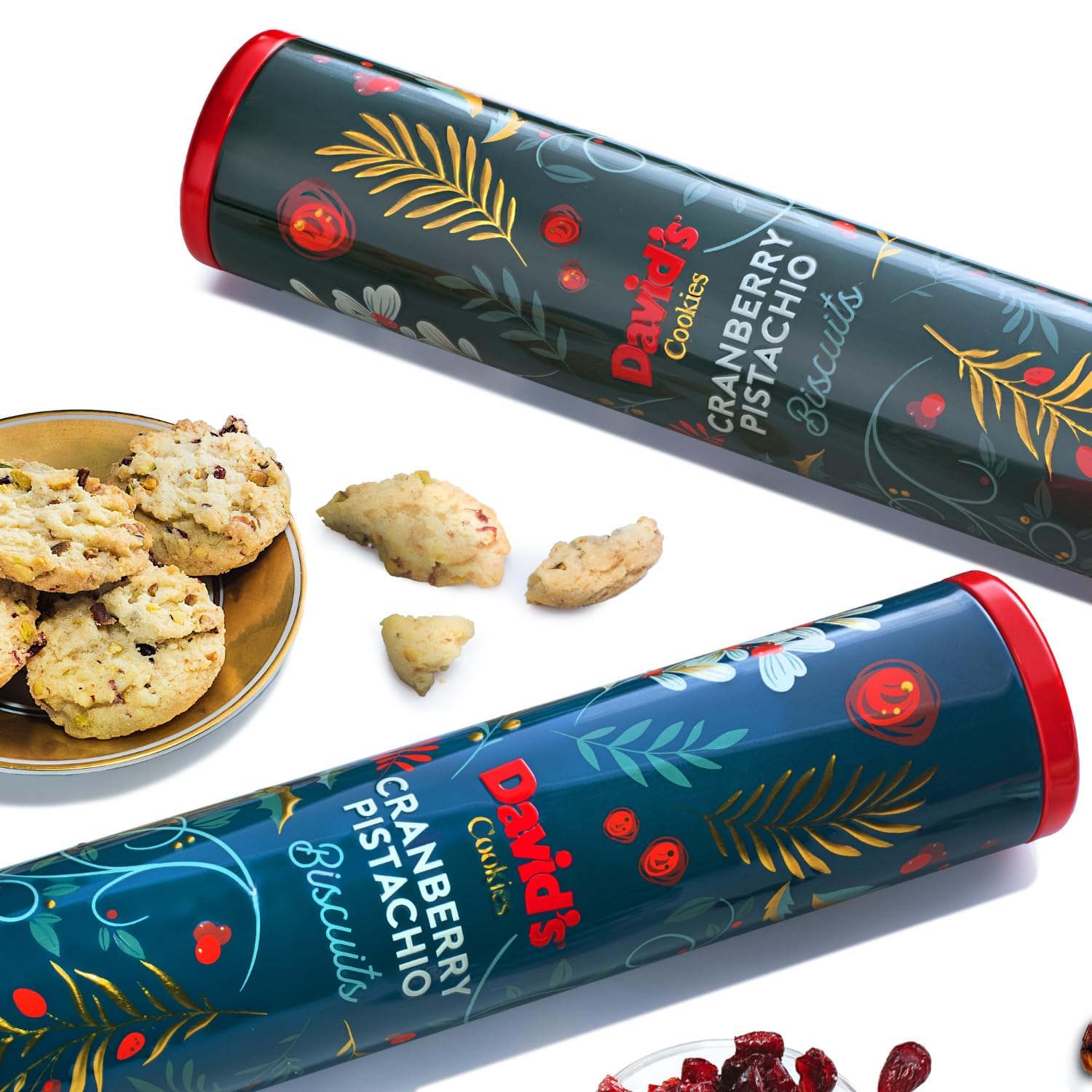 David’s Cookies Cranberry Pistachio Biscuits – Gourmet Bakery Cookies with Nuts, Sweet Snack Treat, Gift Box for Easter, Mother’s Day, Father’s Day, Birthdays, Anniversaries & Celebrations, 2 Pack