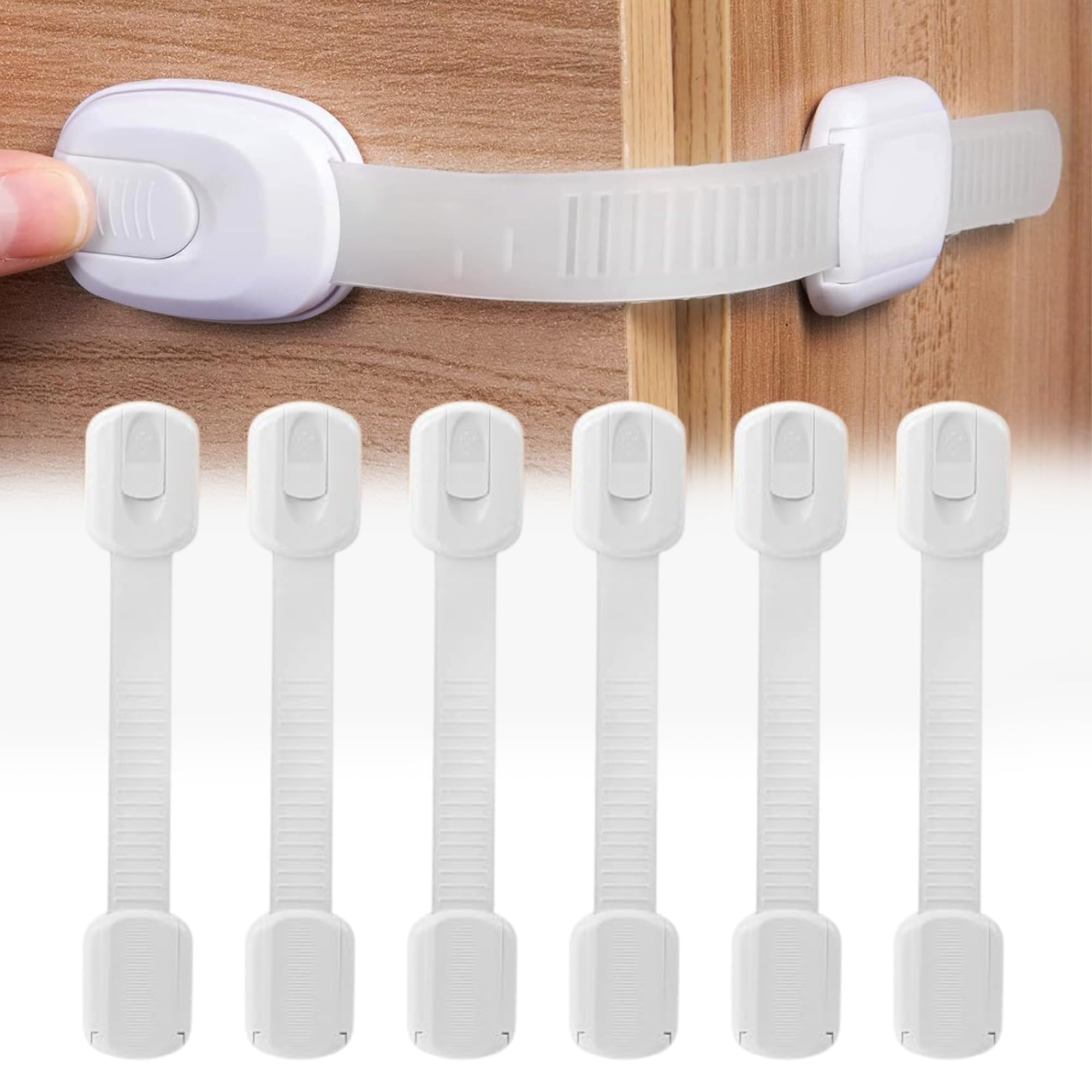 Beaugec 6 Pack Child Safety Locks - Adjustable Cupboard Locks for Children - Baby Proof Safety Locks for Cabinet Closet Fridge Drawer Refrigerator