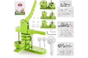F7F9 Button Badge Pin Maker Machine Multiple Sizes 1+1.25+2.25 inch DIY with 300pcs Button Parts&Circle Cutter&Magic Book