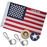 American Boat for Flag 12x18 Inch, Small American Flag Boat Heavy Duty 210D Nylon Embroidered USA Flags For Outdoor ATV, Golf Cart Flag, mailbox and Independence day With 2 Boat Flag Pole Kits