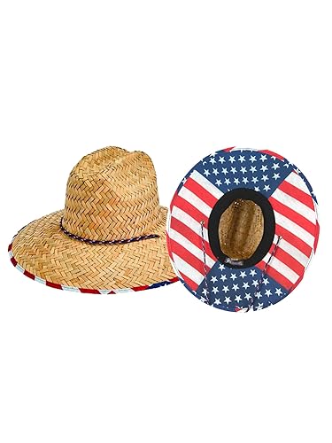 San Diego Hat Company Men's Straw Lifeguard Hat with Adjustable
