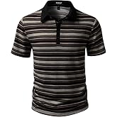 JEMITOP Men's Knit Striped Polo Collar Shirt | Retro, Colorblock, Casual, Summer, Short Sleeve