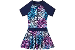 BAOHULU Toddler Girls Swimsuit One Piece Cute Floral Dress Swimwear 3-8 Years