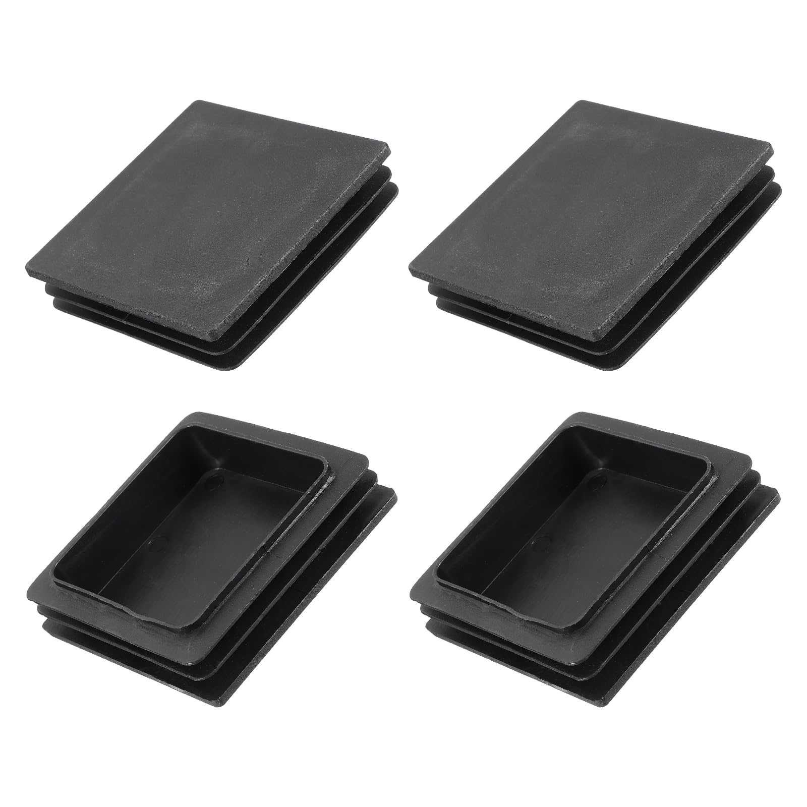 METALLIXITY Square Tube End Cap(100 x 100mm) 4Pcs, Plastic Plugs Insert End Caps Pipe Cap Cover Threaded End Blanking Caps Protector - for Square Tube Fence Furniture Table Chair Legs, Black