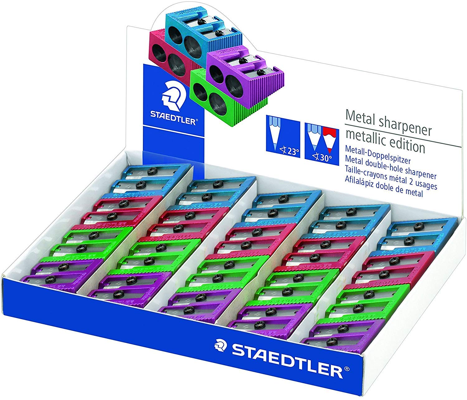 Staedtler Double Pencil Sharpener Metal Metallic – 1 unit, assorted colors