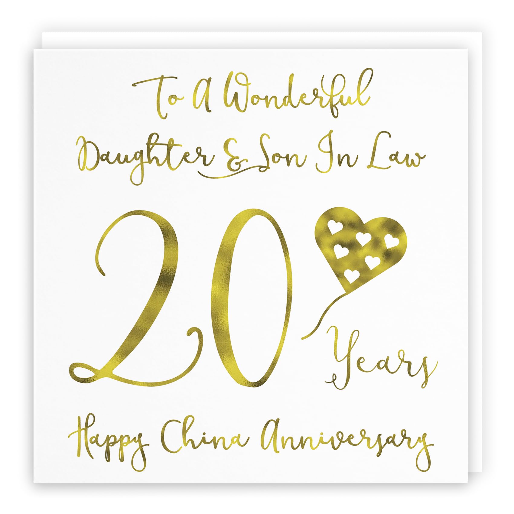 Hunts England - Daughter And Son In Law 20th Anniversary Card - To A Wonderful Daughter & Son In Law - 20 Years - Happy China Anniversary - Milano Collection