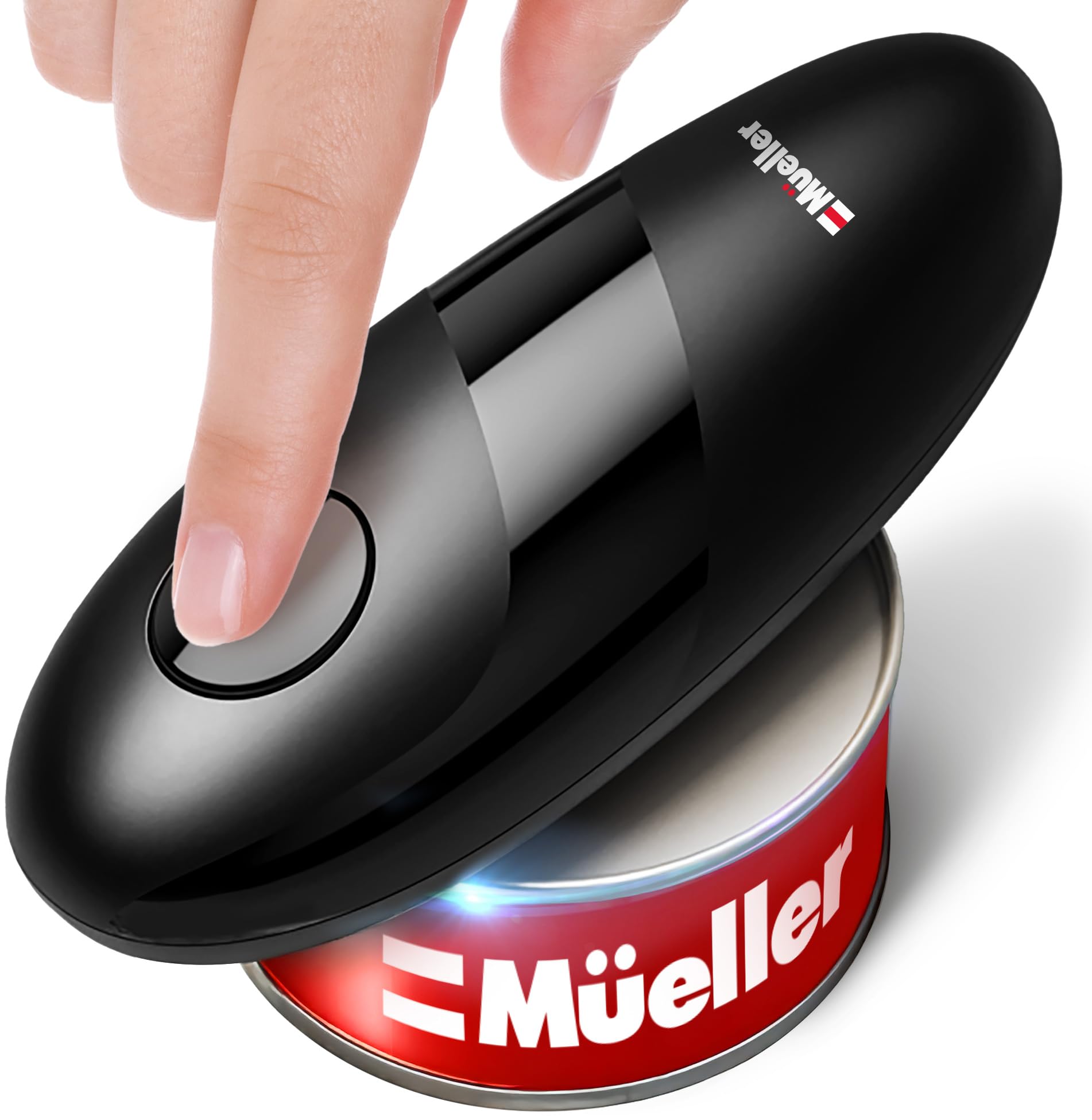 MÜELLERHOME SmoothEdge Auto Electric Can Opener – Battery‑Operated One‑Touch w Magnet Lid Lifter, Smooth‑Edge Cut Technology – Portable Hands‑Free Automatic Can Opener for Seniors & Arthritis, Black