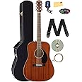 Fender CD-60S Solid Top Dreadnought Acoustic Guitar - All Mahogany Bundle with Hard Case, Tuner, Strap, Strings, Picks, Austin Bazaar Instructional DVD, and Polishing Cloth