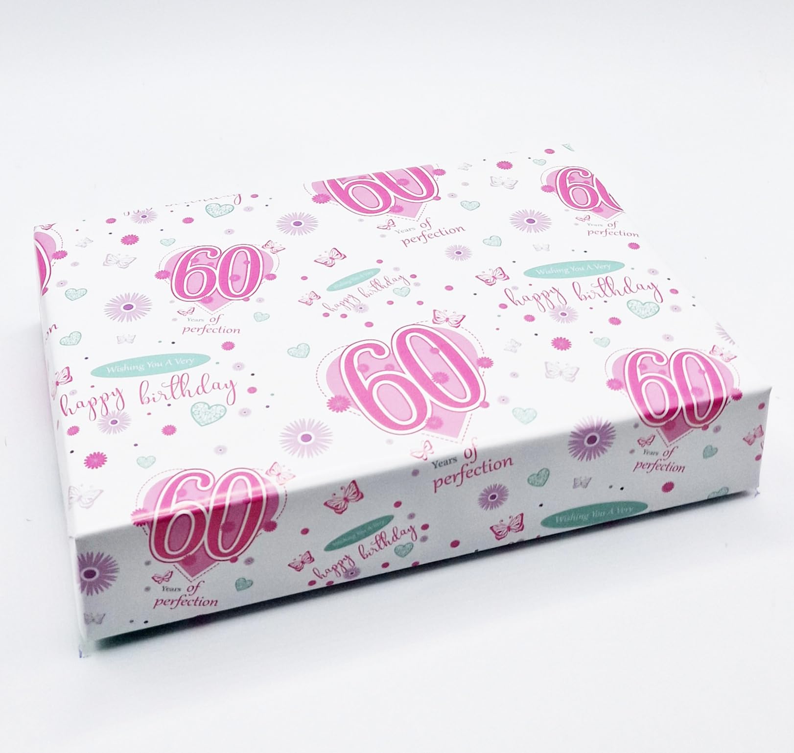 2 Sheets + 2 Gift Tags 60th Birthday Wrapping Paper Age 60 Birthday Pink Gift Wrap Female (AWP)