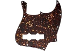 Musiclily 10 Hole J Bass Pickguard JB Bass Pick Guard Scratch Plate for 4 String Fender American/Mexican Standard Modern Style Jazz Bass, 4Ply Tortoise Shell