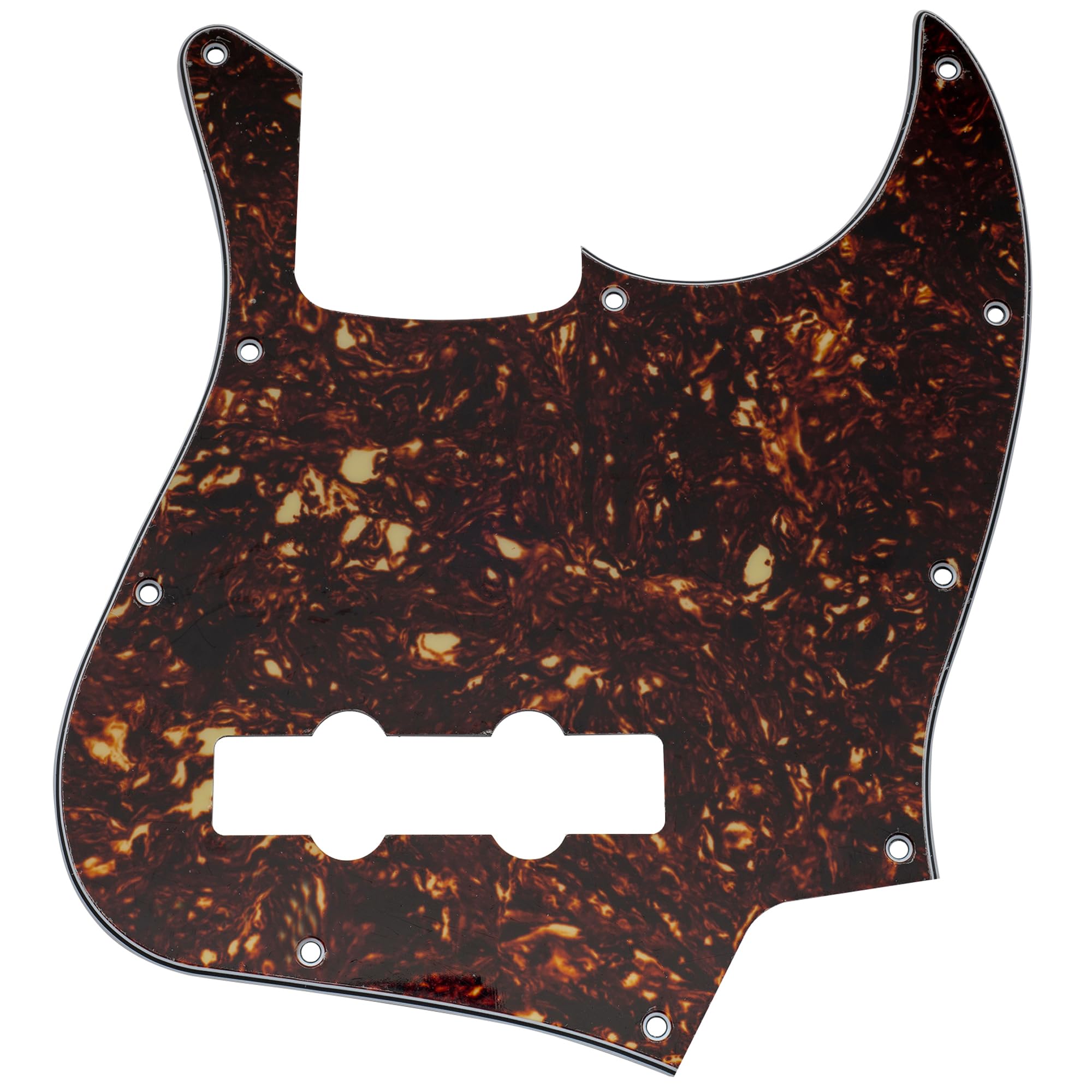 Musiclily 10 Hole J Bass Pickguard for Fender American/Mexican Made Standard Jazz Bass, 4Ply Tortoise Shell
