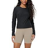 ODODOS Women's Long Sleeve Performance T-Shirts - Ultra Soft odSTRATUM Tech Crew Neck Tee UPF 50+ Essential Crop Top