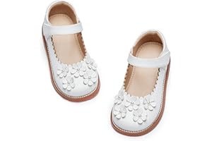 GINFIVE Toddler Girls Dress Shoes Little Kids Flats School Mary Janes Shoes