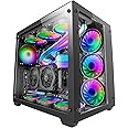 Mars Gaming MCV3 Black, Custom XXL E-ATX Gaming Tower, Front and Side Tempered Glass Window, Dual Chamber Modular Frame