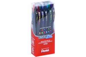 Pentel Energel Black Slim Barrel, Retractable, Everyday Writing, Office Supplies, School Supplies, 0.7mm Medium Point, Assort