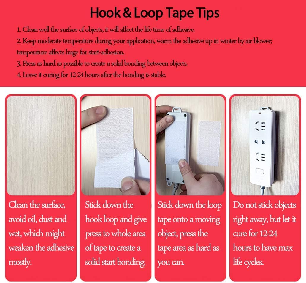 LLPT Hook and Loop Tape 2 Inch x 23 Feet Each Roll Heavy Duty Adhesive Industrial Strength Hook Loop Strip Mounting Tape Indoor and Outdoor Color Black (HTB230): Arts, Crafts & Sewing