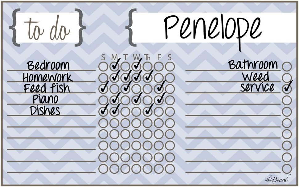 Magnet Dry Erase Chore Chart Blue Chevron