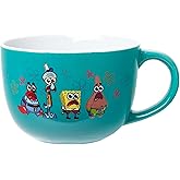 Silver Buffalo Spongebob Squarepants Shocked Meme Group Featuring Patrick, Squidward, and Mr. Krabs Ceramic Soup Mug, 24 Ounces