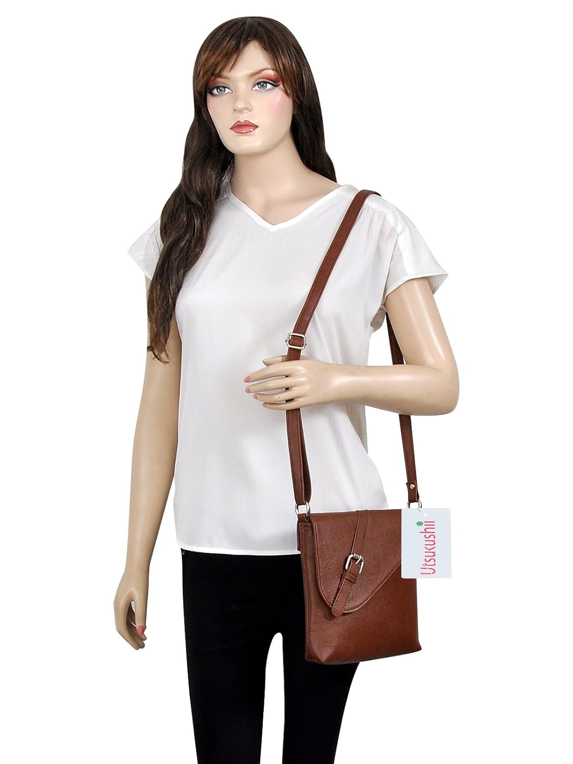 utsukushii women's sling bag (tan) (bg569g)