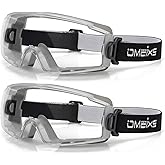 Dmeixs Anti Fog Safety Goggles Over Glasses - ANSI Z87.1 Certified Eye Protection for Chemistry Lab Work - 2 Pack