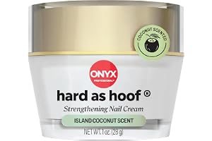 Onyx Professional Hard as Hoof Nail Strengthening Cream, Island Coconut Scent - Nail Growth and Conditioning Cuticle Cream Stops Splits, Chips, Cracks & Strengthens Nails, 1 oz