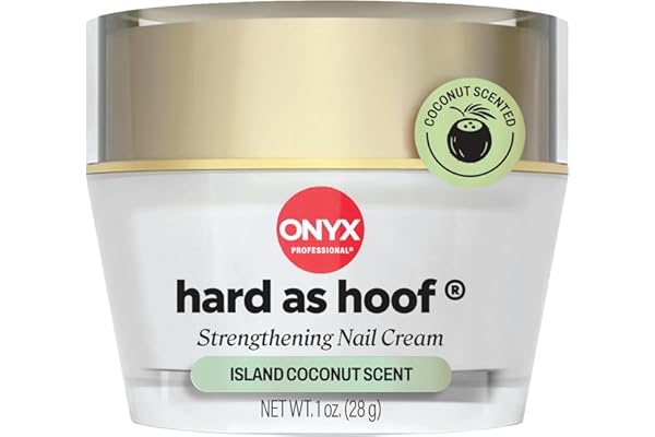 Onyx Professional Hard as Hoof Nail Strengthening Cream, Island Coconut Scent - Nail Growth and Conditioning Cuticle Cream Stops Splits, Chips, Cracks & Strengthens Nails, 1 oz