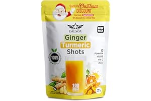 DAUSON Ginger Turmeric Supplements with Piperine, Vitamin C, Vitamin D3 & Zinc | 100 Servings of Turmeric Ginger Shots for Joint, Heart, Brain, Gut & Skin Health | Ayurved | Powder