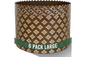 24 oz Geborilma Easter Bread Panettone Mold - 6 Pack Oven Safe Paper Baking Molds 6 in - Paska Bread Liners, Brown