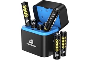 Homesuit Rechargeable Lithium AA Batteries 8 Pack with Charger, High Capacity 3600mWh Lithium Batteries AA Rechargeable, 1.5V Li-ion Double A Battery Recharge up to 2000+ Cycles