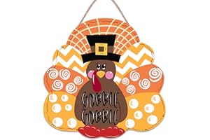 ROCWOHO Thanksgiving Wooden Door Decor Thanksgiving Wreath for Front Door Cute Turkey Door Hanger Thanksgiving Door Hanger Gobble You All Sign Thanksgiving Party Decorations