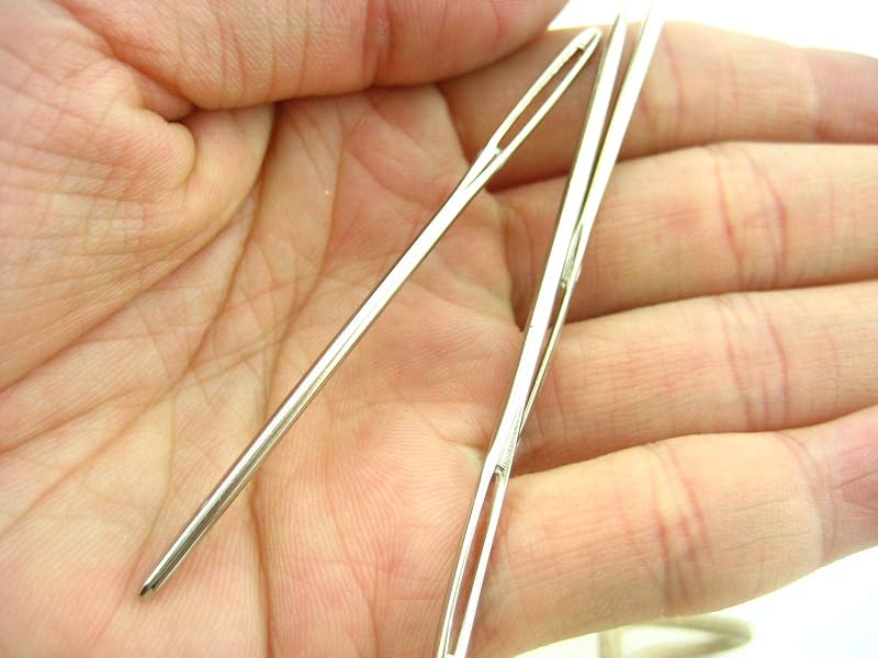 VOMONO 5pcs Large Eye 7cm Metal Blunt Wool Knitting Needles 2mm Dia