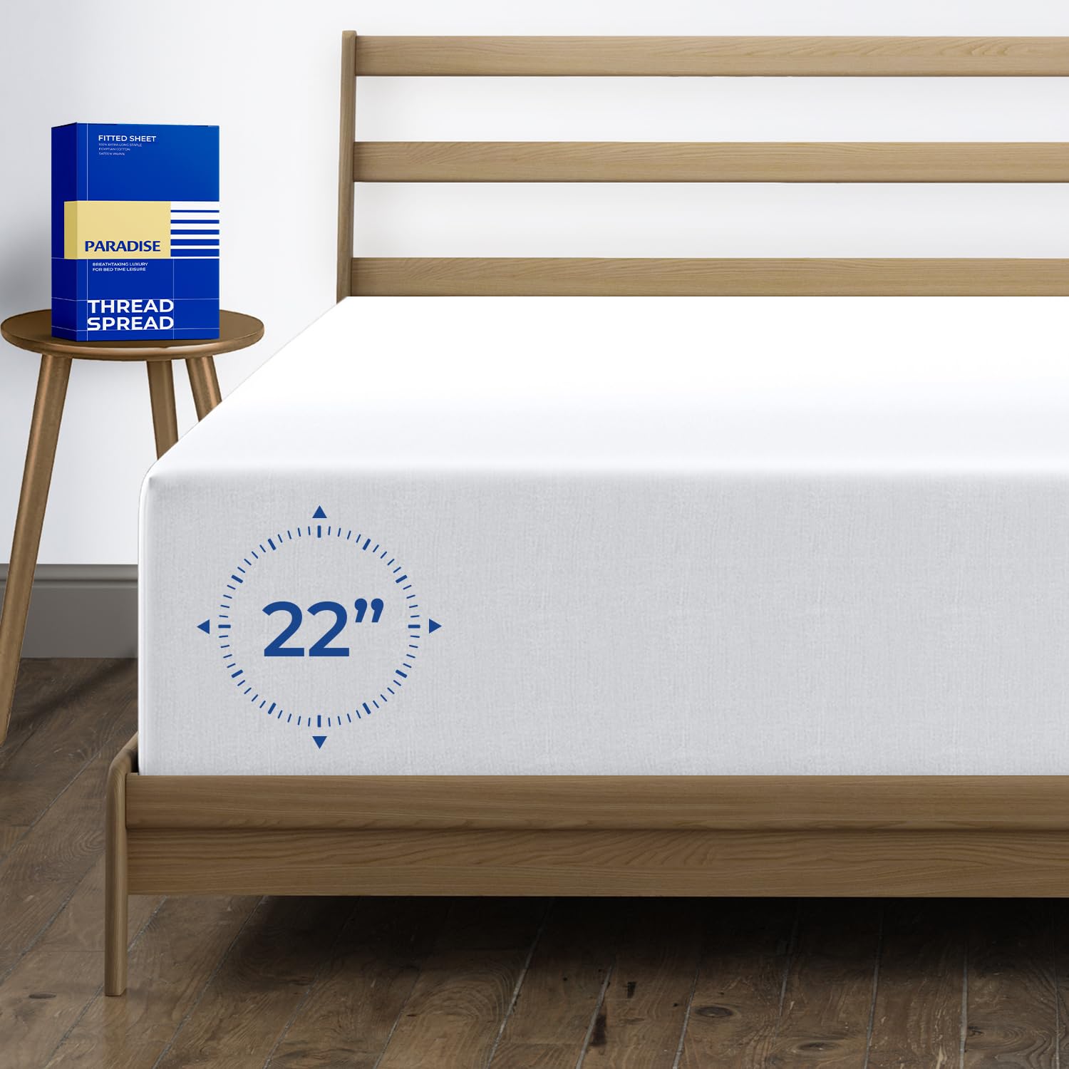 Photo 1 of Thread Spread Luxury Egyptian Cotton King Fitted Sheet - 1000-Thread-Count 22" Deep Pocket King Size Fitted Sheet, Soft, Smooth, Cooling, Sateen Weave, Extra Long Staple - White