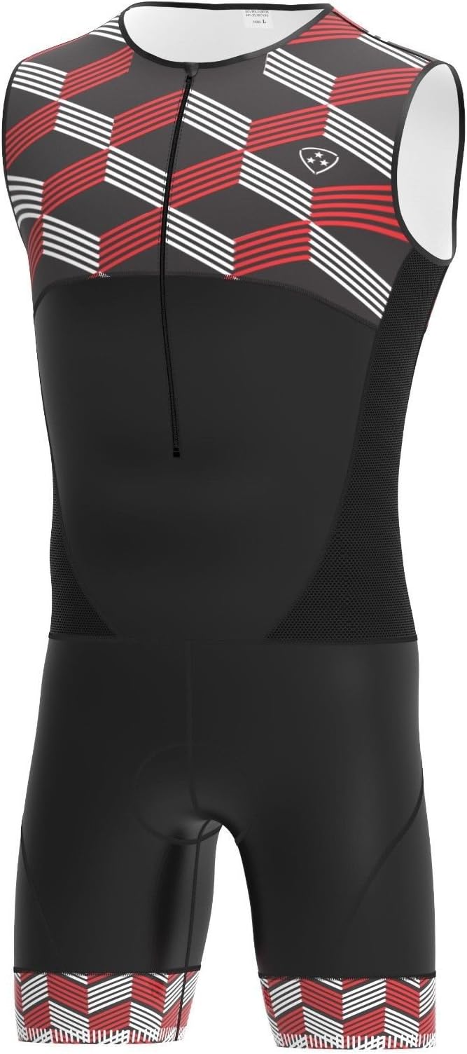 Hera International MEN'S TRIATHLON SUIT, SLEEVELESS TRI SUIT, SWIMMING CYCLING RUNNING SKINSUIT