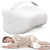 ComfyInLove Memory Foam Knee Pillow for Side Sleepers with Strap, White | Supportive, Heart-Shape Pillow Between Legs for Sciatica, Lower Back, Hip, Joints Pain Relief, Removable Washable Cover