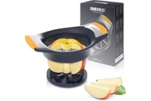Deiss LUX 4.25 Inch Apple Slicer and Corer with Cutting Base, Stainless Steel 8-Slice Apple Cutter, Dishwasher Safe Apple Cut