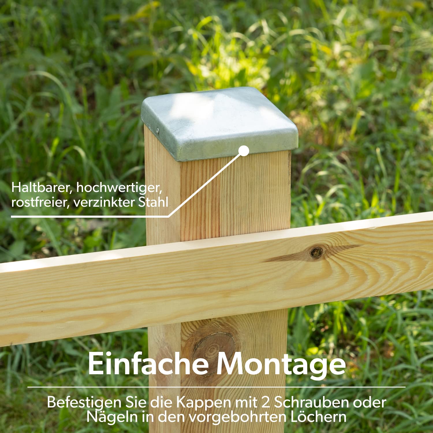 10 x Pfostenkappe für Zaunpfosten (110x110 mm) | Verzinktem Stahl | Pyramiden Form | Abdeckkappe für Holzpfosten VIIRKUJA 4