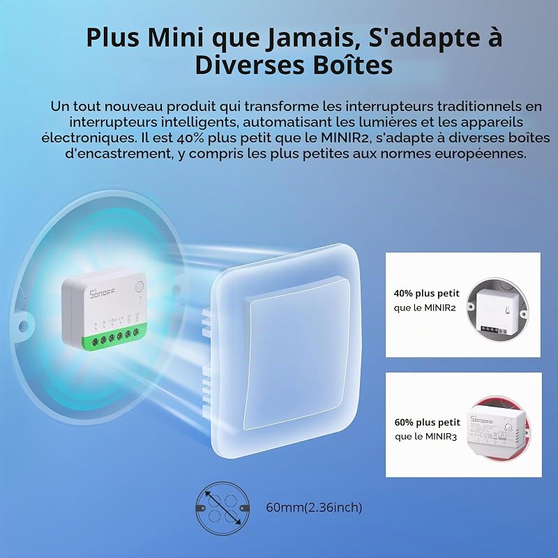 Matter smart switch, Wifi Mini DIY module, fonctionne avec Alexa et Google Home, 4 PACK, nécessite un fil neutre