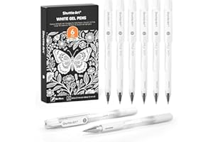 Shuttle Art White Gel Pens, 6 Pack 0.7mm, 1.0mm Gel Ink Pens Fine Point for Black Paper Highlighting Card Making Scrapbooking